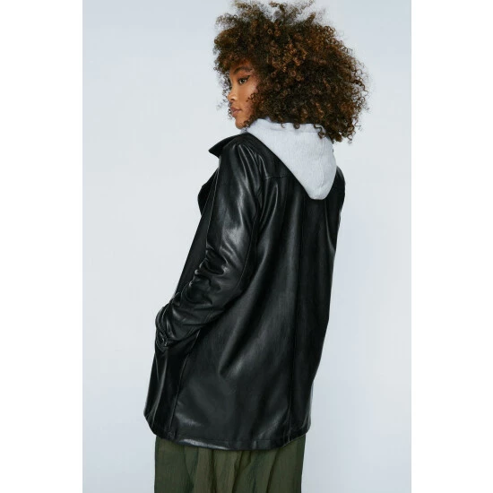 NastyGal We're Leather Late Faux Leather Longline Jacket For Female - Image 4