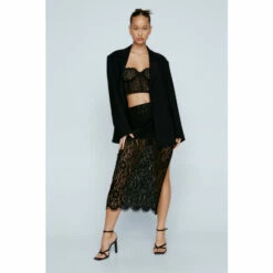 NastyGal Sheer Lace Midi Skirt For Female