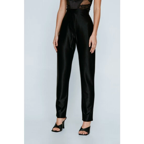 NastyGal Petite High Shine Straight Pants For Female - Image 3