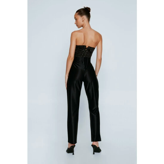NastyGal Petite High Shine Straight Pants For Female - Image 4