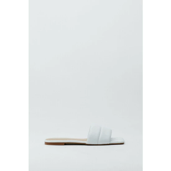 NastyGal Leather Padded Square Toe Mules For Female - Image 3