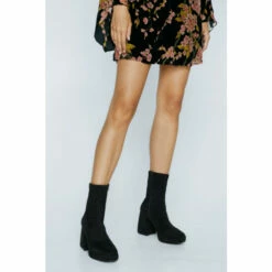 NastyGal Faux Suede Platform Ankle Sock Boot For Female