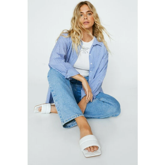 NastyGal Leather Padded Square Toe Mules For Female - Image 5