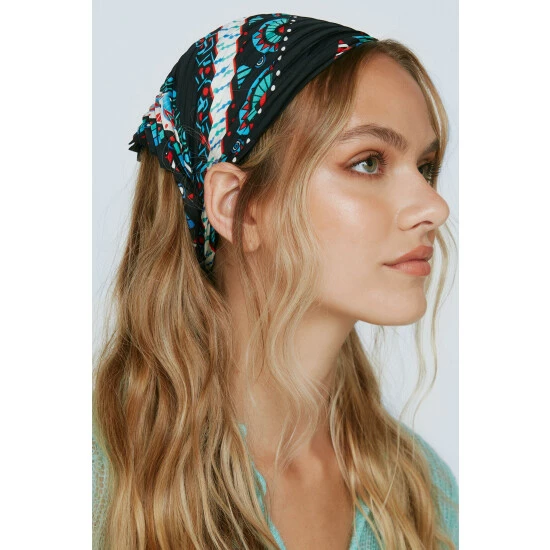NastyGal Abstract Print Head Scarf For Female - Image 2