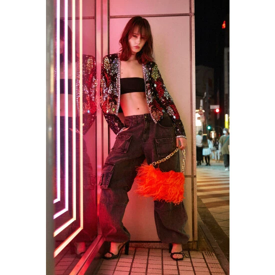 NastyGal Palm Tree Sequin Jacket For Female - Image 2