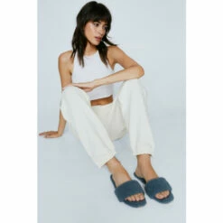 NastyGal Faux Shearling Round Toe Slippers For Female