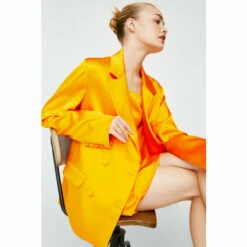 NastyGal Premium Satin Double Breasted Blazer For Female