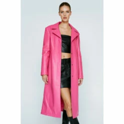 NastyGal Premium Faux Leather Longline Coat For Female