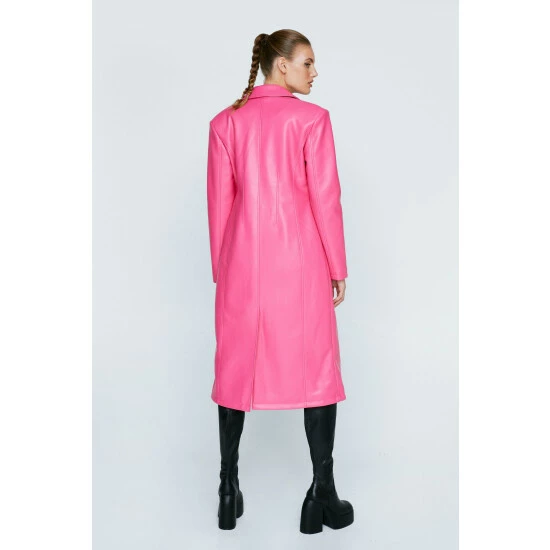 NastyGal Premium Faux Leather Longline Coat For Female - Image 4