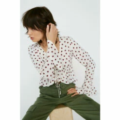 NastyGal Petite Strawberry Print Tie Front Blouse For Female