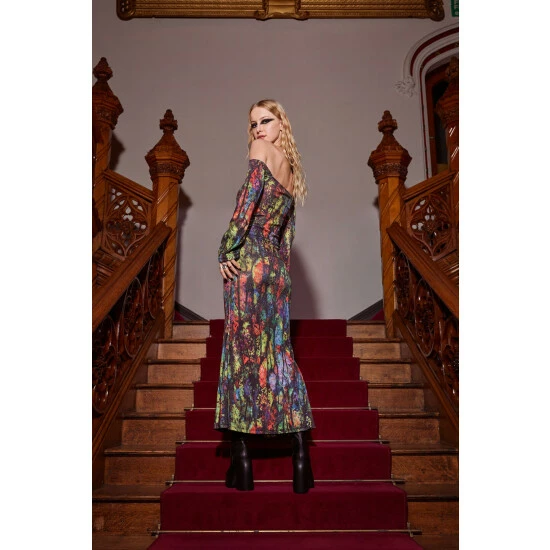 NastyGal Abstract Printed Sequin Halter Neck Dress For Female - Image 4