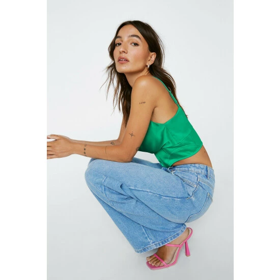 NastyGal Petite Cowl Neck Corset Top For Female - Image 2