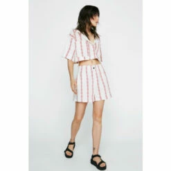NastyGal Aztec Striped Paperbag Waist Shorts For Female