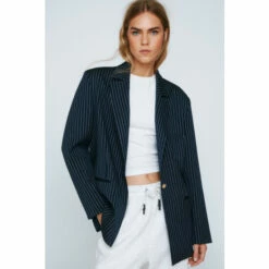 NastyGal Premium Pinstripe Single Breasted Blazer For Female