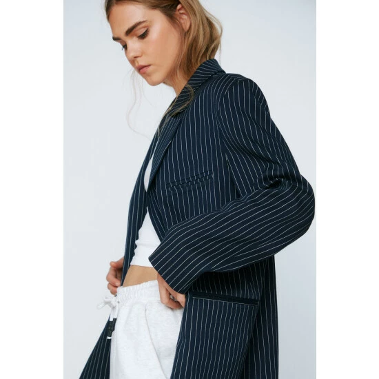 NastyGal Premium Pinstripe Single Breasted Blazer For Female - Image 3
