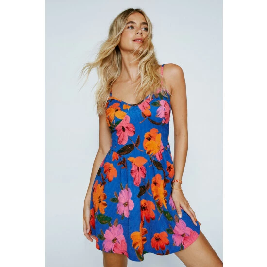 NastyGal Floral Print Corset Style Mini Dress For Female - Image 3