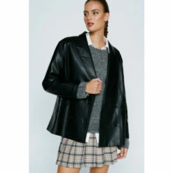 NastyGal Faux Leather Double Breasted Jacket For Female