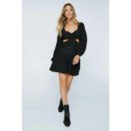 NastyGal Cut Out Studded Mini Dress For Female - Image 2