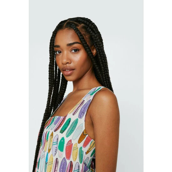 NastyGal Surf Board Print A Line Mini Dress For Female - Image 2