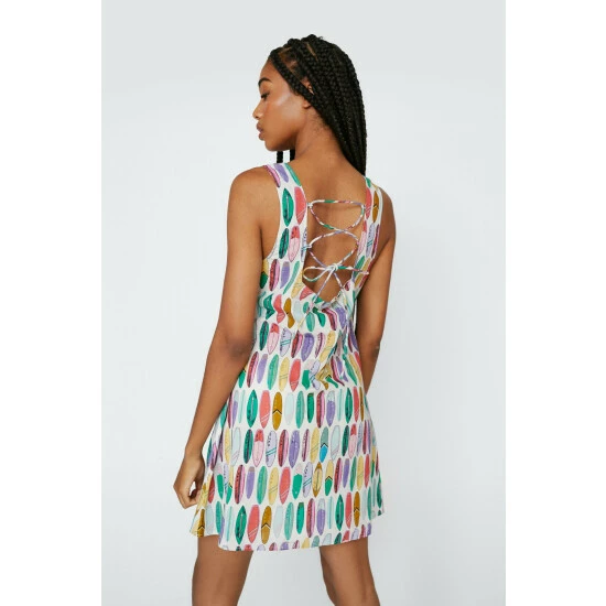 NastyGal Surf Board Print A Line Mini Dress For Female - Image 4