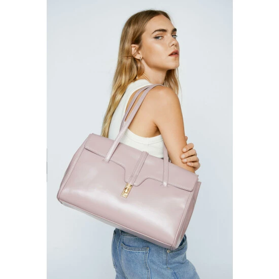 NastyGal Faux Leather Oversixed Buckle Shoulder Bag For Female - Image 5