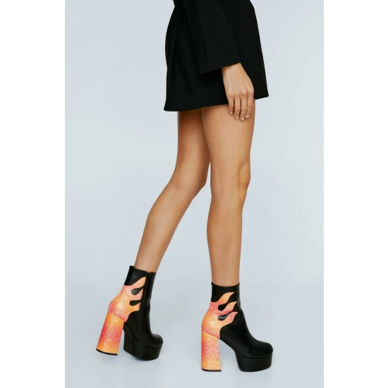 NastyGal Glitter Ombre Flame Platform Boot For Female - Image 2