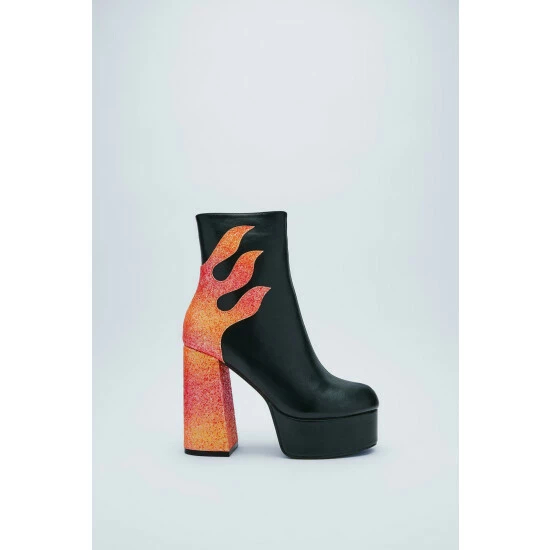NastyGal Glitter Ombre Flame Platform Boot For Female - Image 3