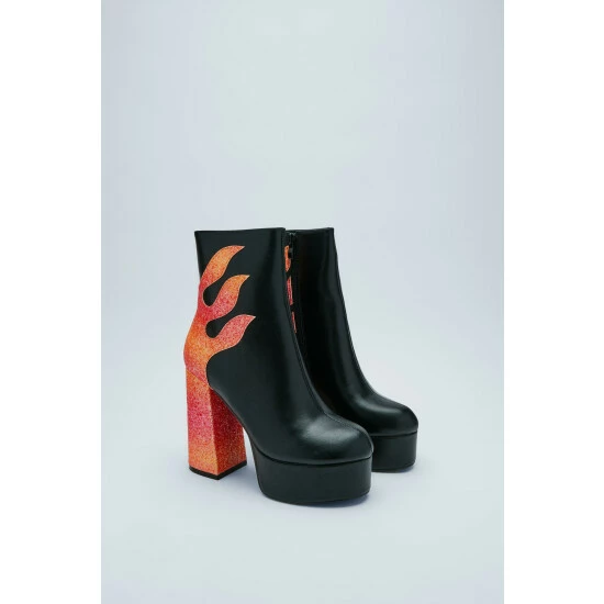 NastyGal Glitter Ombre Flame Platform Boot For Female - Image 4