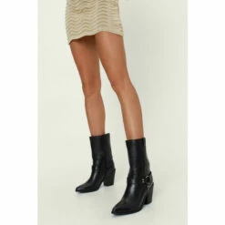 NastyGal Leather Harness Western Boots For Female