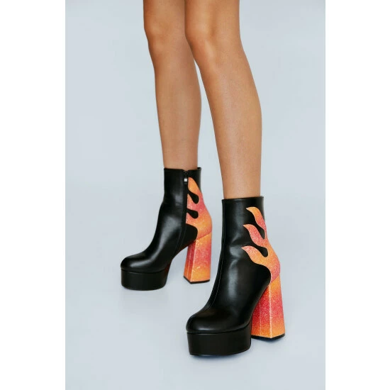 NastyGal Glitter Ombre Flame Platform Boot For Female - Image 5