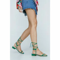 NastyGal Faux Suede Flat Ankle Tie Sandals For Female