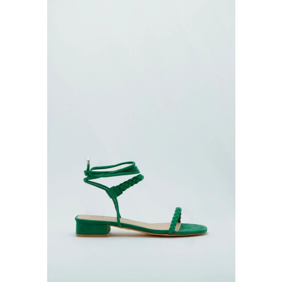 NastyGal Faux Suede Flat Ankle Tie Sandals For Female - Image 3