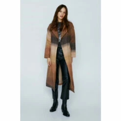 NastyGal Faux Wool Long Line Desert Coat For Female