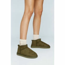 NastyGal Faux Suede Ankle Slipper Boot For Female