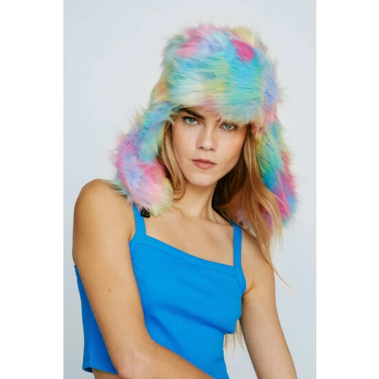 NastyGal Faux Fur Oversized Trapper Hat For Female - Image 2