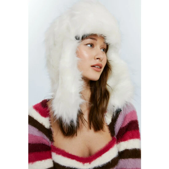 NastyGal Faux Fur Oversized Trapper Hat For Female - Image 6