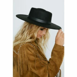 NastyGal Faux Leather Trim Fedora Hat For Female