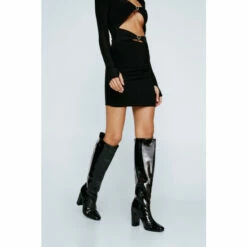 NastyGal Wide Fit Patent Knee High Boots For Female
