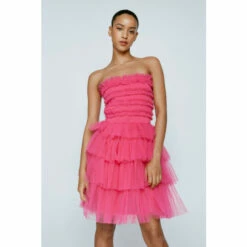 NastyGal Tulle Layered Mini Cocktail Dress For Female