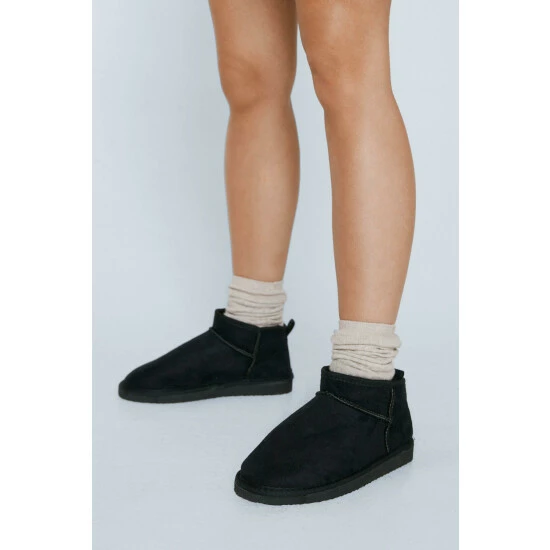 NastyGal Faux Suede Ankle Slipper Boot For Female