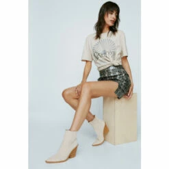 NastyGal Faux Suede Western Ankle Boots For Female
