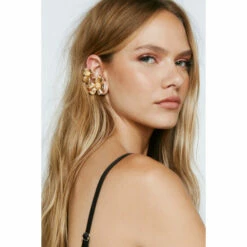 NastyGal Gold Plated Floral Design Earrings For Female