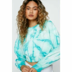NastyGal Recycled Cropped Relaxed Tie Dye Sweatshirt For Female