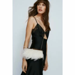 NastyGal Feather Clasp Evening Bag For Female