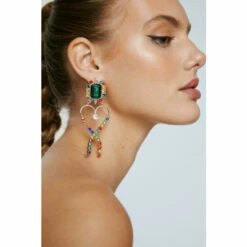 NastyGal Diamante Heart Jewel Earrings For Female