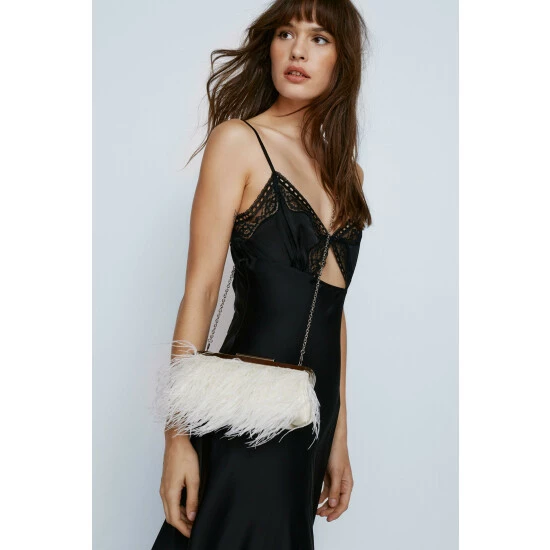 NastyGal Feather Clasp Evening Bag For Female - Image 5