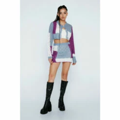 NastyGal Gauzy Colourblock Knitted Mini Skirt For Female