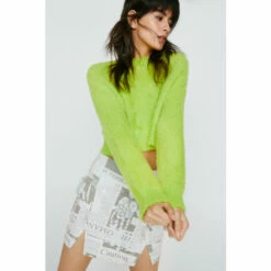 NastyGal Cosy Crew Neck Cropped Sweater For Female