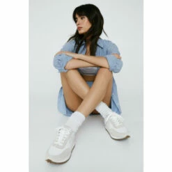 NastyGal Leather And Suede Runner Sneakers For Female