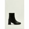 NastyGal Leather Split Square Toe Ankle Boots For Female